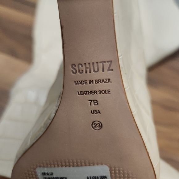 Schutz Asya Up Crocodile Embossed Leather Boots Egg Shell. Sz 7B New without box - Picture 13 of 13